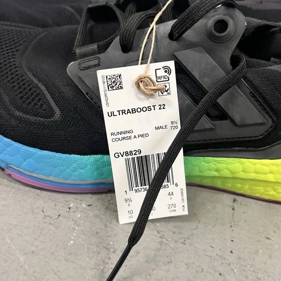 Adidas‎ UltraBoost 22 Men's Black Blue Yellow Green Running Shoes GV8829 Size 10 - Picture 4 of 8